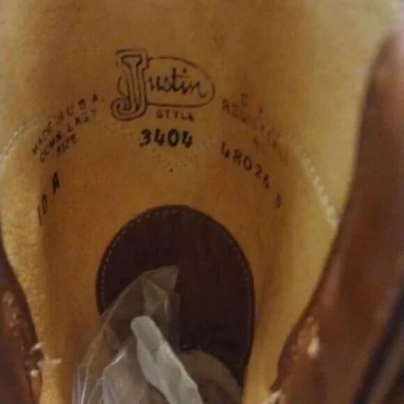 NWT Justin Boots 3404 Leather Roper Boots W/ A Bonus Surprise 10A! CONSIGNMENT! - Picture 3 of 15